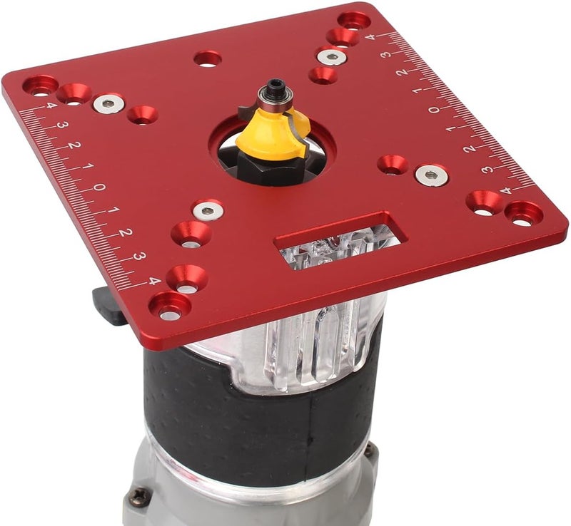 KETIPED Aluminium Router Table Insert Plate,Mini Square Woodworking Benches Router Flip Plate,Multifunctional Trimming Engraving Table,055Red - Image 4